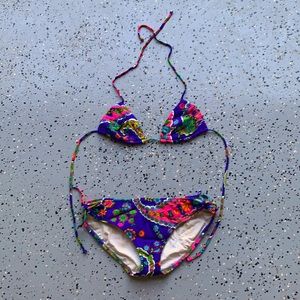 Psychedelic 60s floral print bikini